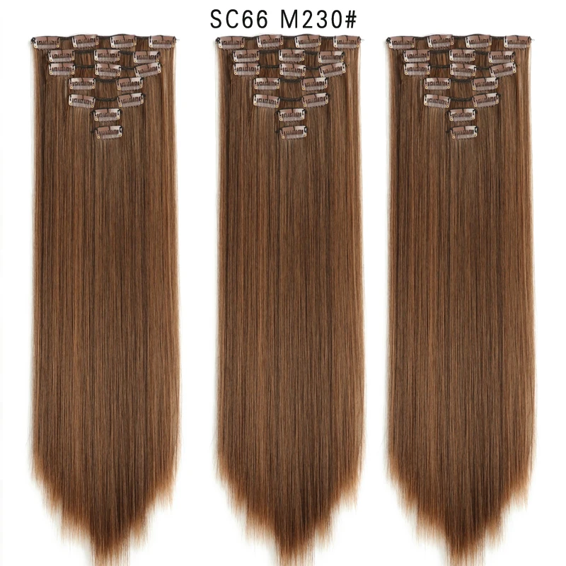 SC66 M230 22 дюйма длинные прямые женские клипсы для наращивания волос Синтетические накладные волосы прическа термостойкие белый красный фиолетовый розовый Юнис - Цвет: SC66 M230