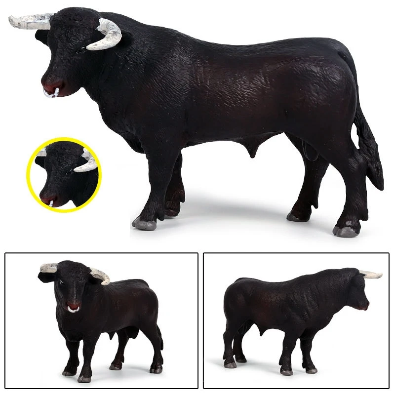 Пластиковая симуляция черный скот животные фигурки статическая Милая модель