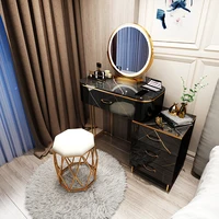 80cm Assemble Dressing Table for Bedroom Drawer Makeup Vanity Cabinet Mirror with Lights and Table Set Metal Legs Makeup Storage