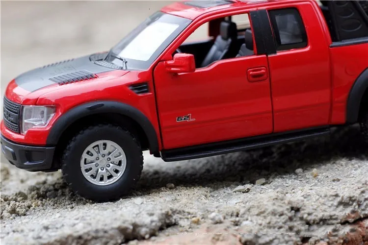 1:32 Ford Raptors F150, модель автомобиля из сплава, игрушка с оттягиванием, флеш и музыка, литье под давлением, металлический пикап, модель, классический американский автомобиль для мальчиков