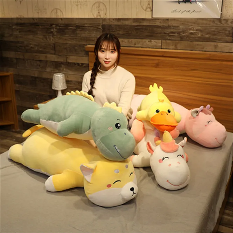 

Plush toy soft fabric cute animal pillow doll unicorn rhubarb duck dinosaur home decoration cushion sofa pillow hanging pendant