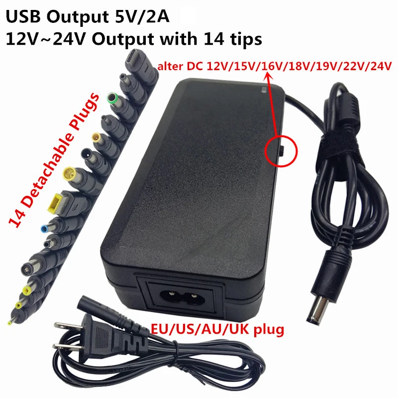 Универсальный USB адаптер для зарядки 5 В 2 А 120 Вт 12 15 в 16 18 19 22 24 В|Адаптеры AC/DC| |