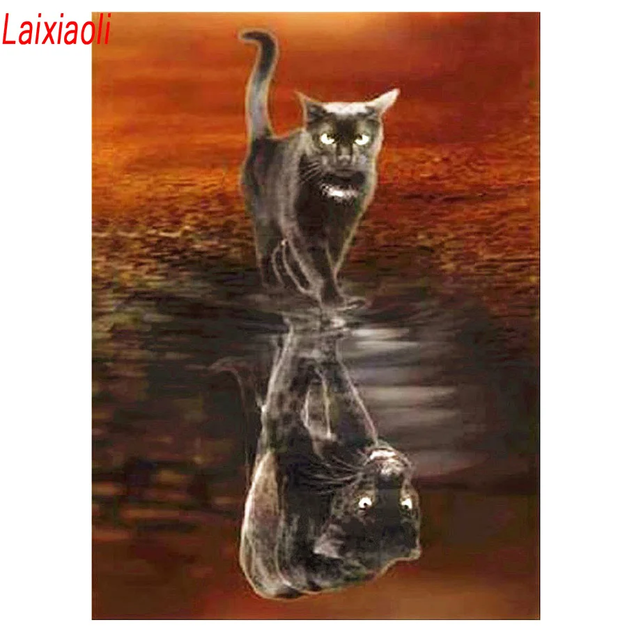 

Diamond Mosaic Animal black Cat Panther 5D Diamond Painting Kit Full Square Diamond Embroidery novel Sale Rhinestone Picture art