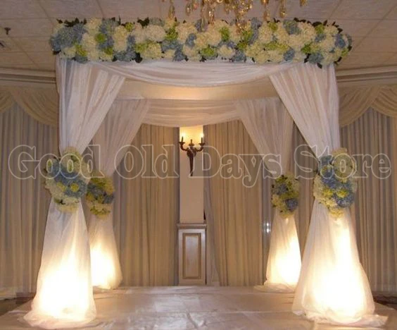 

3M x 3M x 3M White Wedding Square Pavillion with stainless steel Pipe Stand square canopy drapes Wedding Decoration