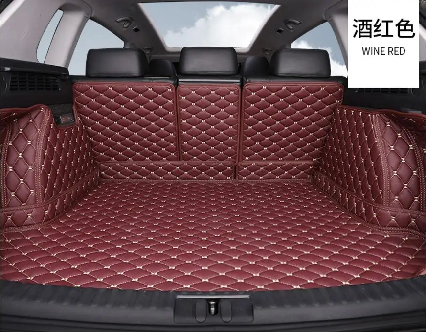 Автомобильный вышитый кожаный поднос для багажника подкладка защиты пола коврик