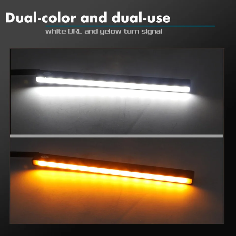 New Multi-function flowing water High Power Aluminum Car LED Daytime Running Lights white DRL fog lamp turn signal yellow DC 12V |