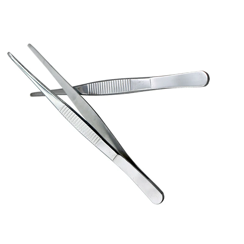 

Toothed Tweezers Barbecue Stainless Steel Long Food Tongs Straight Home Medical Tweezer Garden Kitchen BBQ Tool 5 Sizes