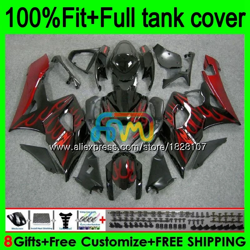 

Injection For SUZUKI Red flames GSXR1000 K5 GSXR-1000 GSX R1000 98BS.3 GSX-R1000 GSXR 1000 CC 1000CC 05 06 2005 2006 Fairings