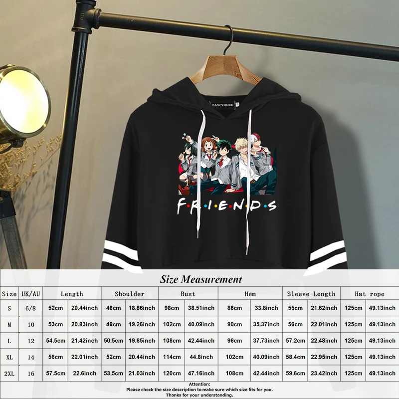 

Women Men My Hero Academia Friends Polerone Bluza Damska Korean Clothes Streetwear Sweatshirt Tops