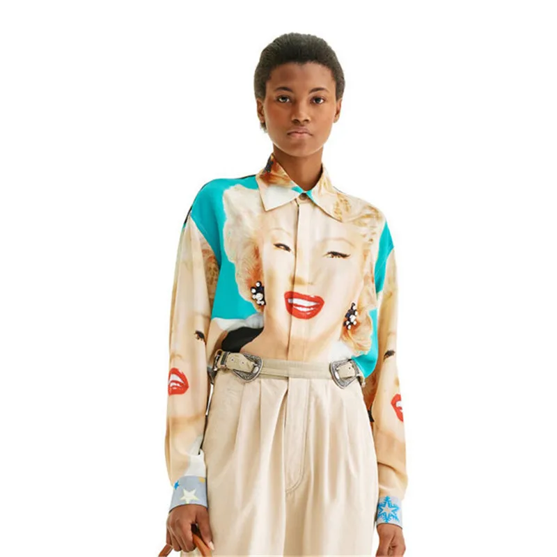 Женская Длинная блузка с принтом суперзвезды подиумная дизайнерская длинным