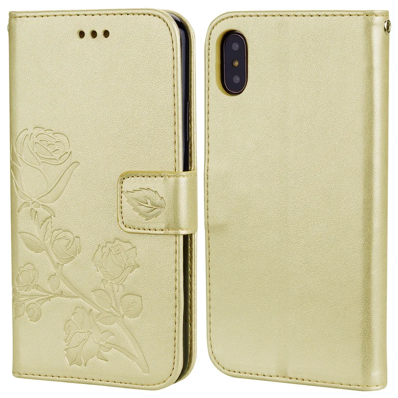 Роскошный кожаный чехол книжка с розами для iPhone 11 Pro X XS MAX XR 6 6S 7 8 Plus 5 5S Чехол
