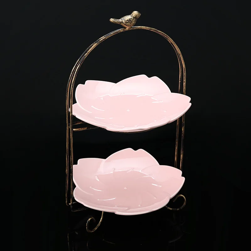 

American simple multi-layer fruit tray living room tea table decoration ceramic fruit tray snack tray snack plate