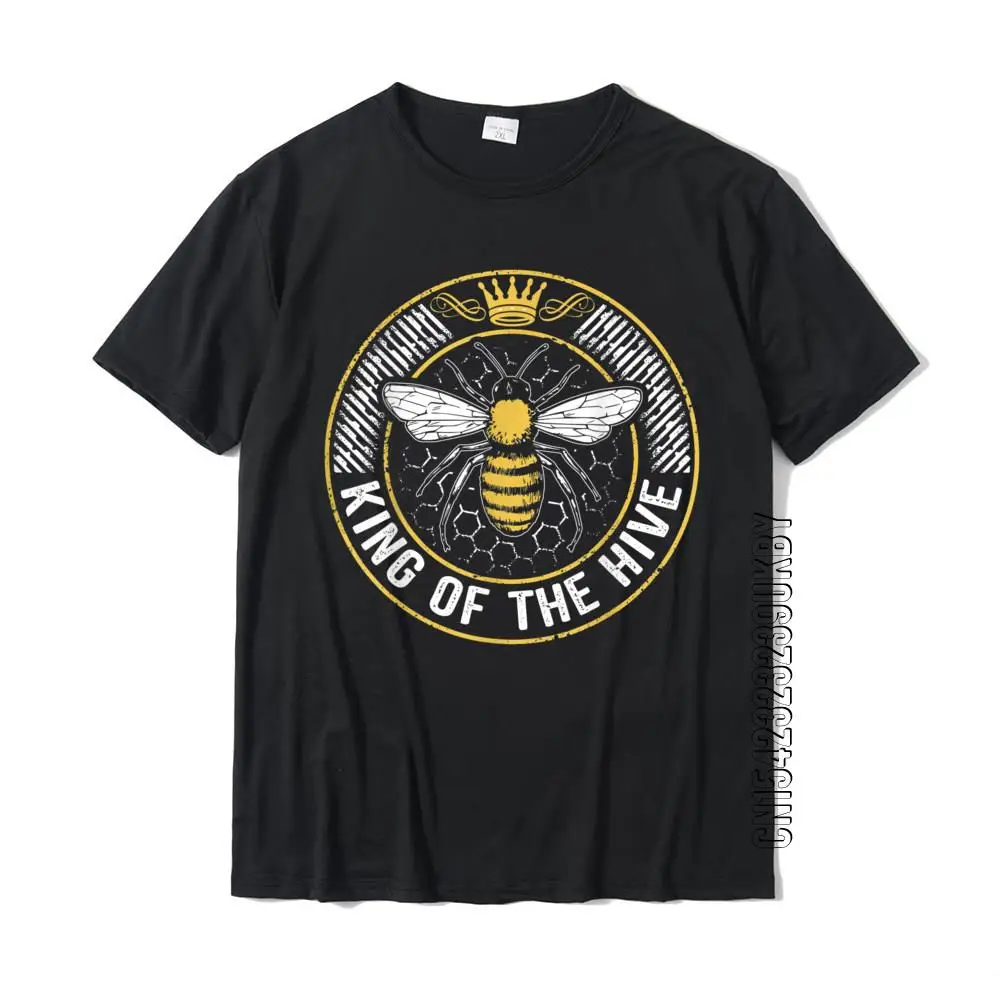 

King Of The Hive Beekeeper Bee Lover Honey T-Shirt Normal T Shirt For Adult Cotton Tees Normal Discount