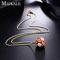 maikale luxury colorful enamel ball pendant necklace gold clavicle chain temperament wild necklaces pendants for women jewelry