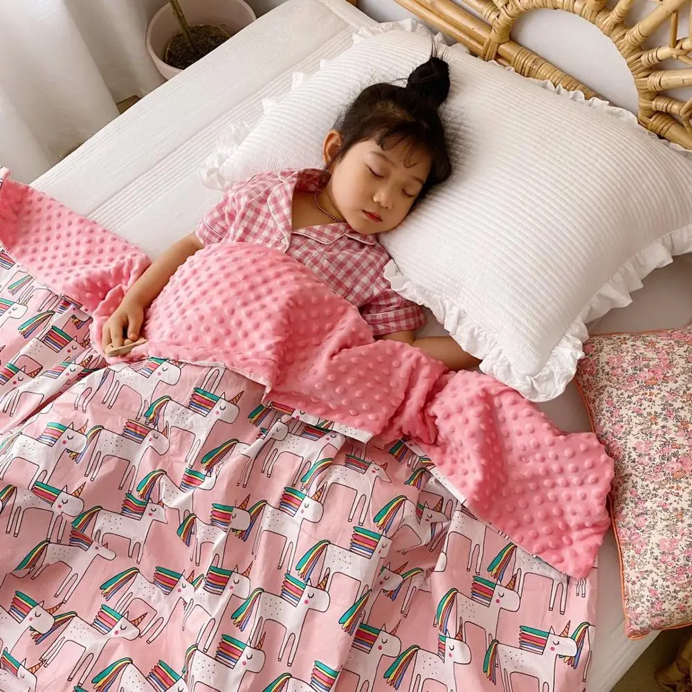 Мягкое хлопковое детское одеяло бини с единорогом спальное покрывало динозавром