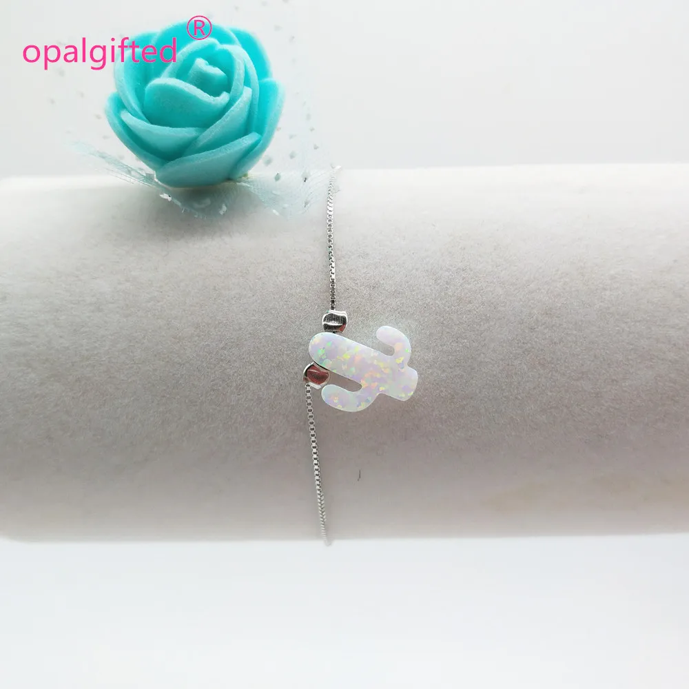 1 шт. белый цвет 11*13 мм Браслет С КАКТУСОМ опалом серебро/золото опал