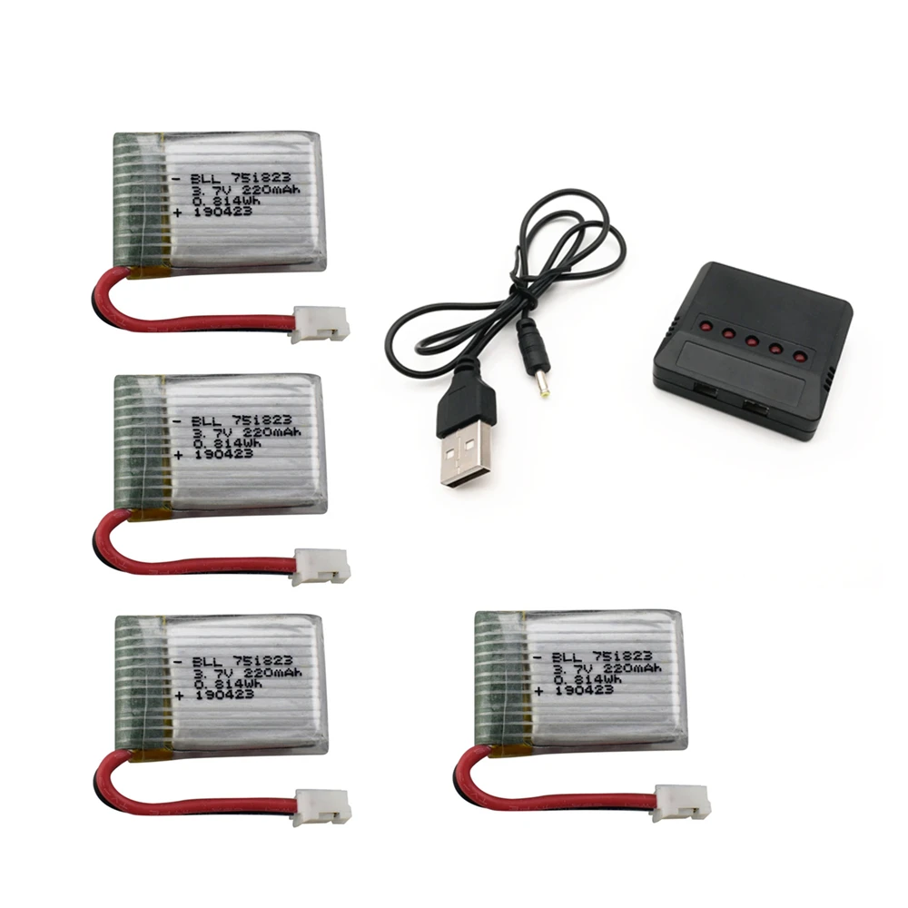 3,7 V 220 мА/ч, Батарея с Зарядное устройство для E010 NH010 F36 H36 T36 LIPO Батарея для HS210 GD65A AT-66 751823 - Цвет: Белый
