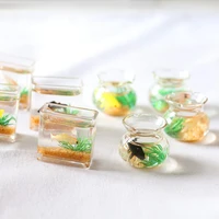 simulation miniature glass koi tank square fish tank doll house accessories home model dolls accessories