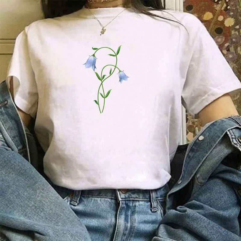 

T-shirts With Short Sleeves Summer Sleeve Women Top Flower Clothing Tops T-shirt Female for 2021 Women-clothing Women's Fashion