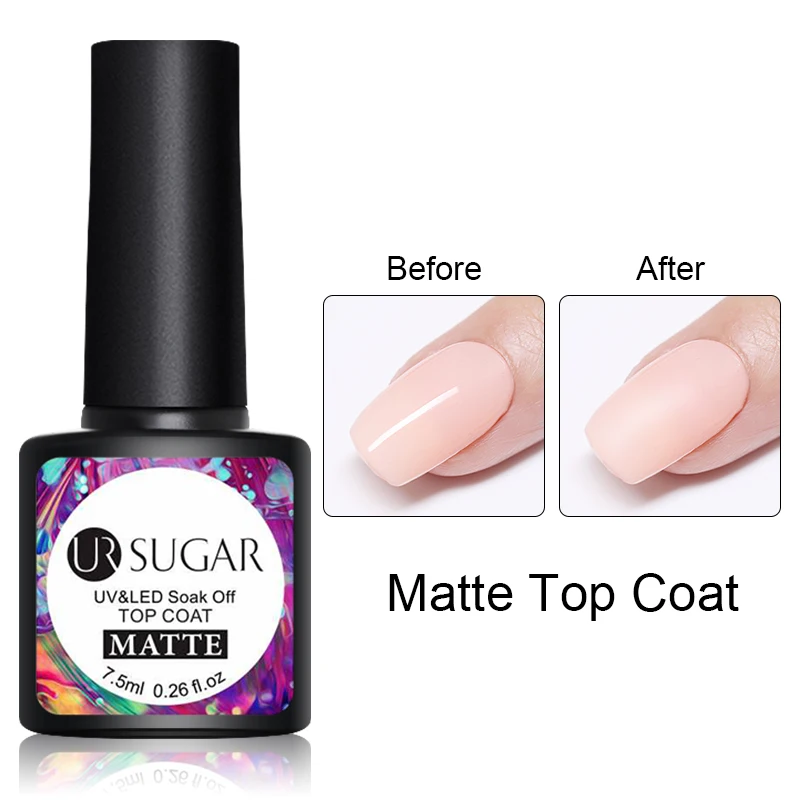 matte top coat Ur Sugar 7,5 мл голографический гель для ногтей с блестками лак темно-коричневого цвета блестки длинный LastingSoak off УФ светодиодный Гель-лак для ногтей - Цвет: matte top coat