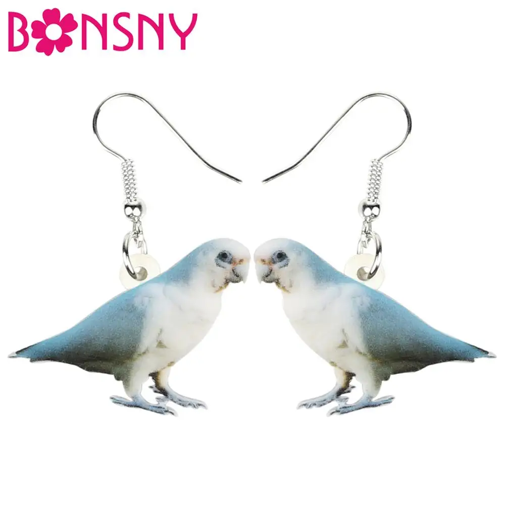 Bonsny акриловые голая глазурь попуги Какаду серьги-подвески в форме капли милая