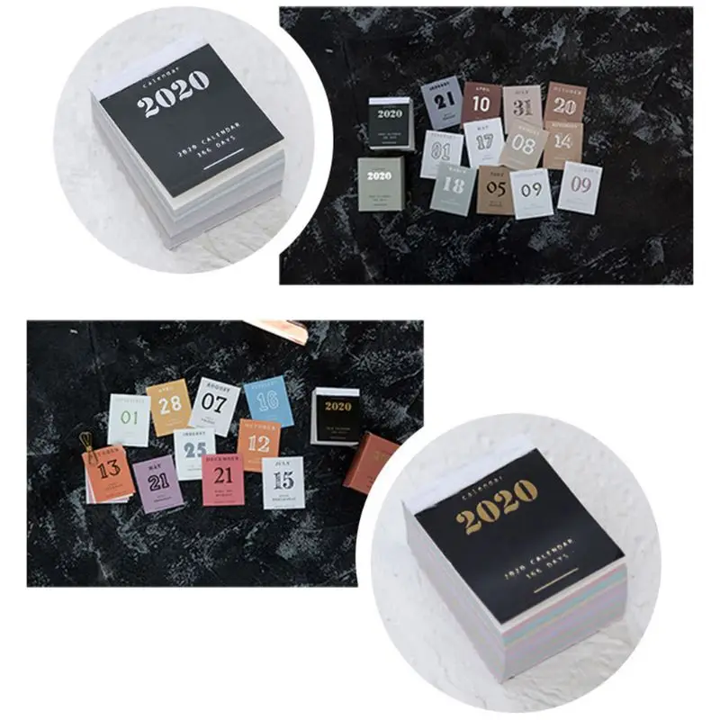 

2020 Year Mini Desk Calendar Sticker Daily Planner Book Annual Agenda Organizer QX2B