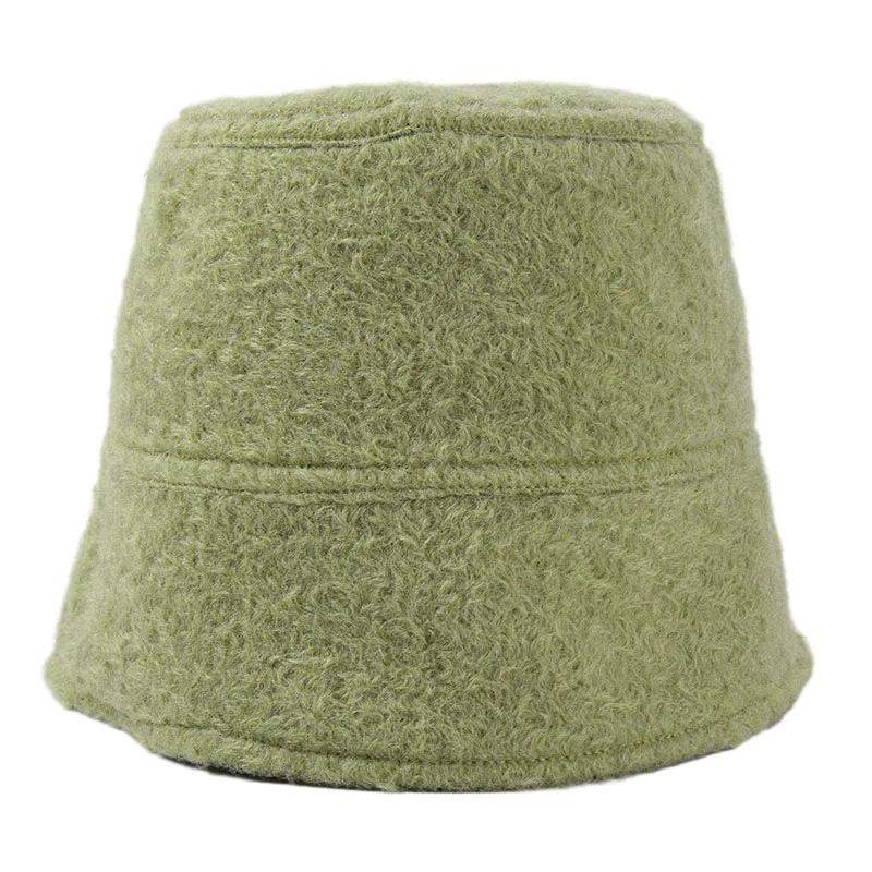Женская шерстяная шапка Fedora однотонная простая ведро для осени и зимы вязаная в