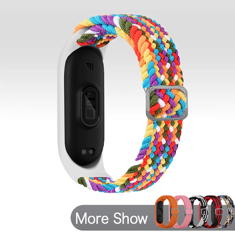 

For Xiami Miband 6 5 4 Watch Strap Nylon Solo Loop Wrist Bracelet Replacement Band Braided Elastic Watchband For Xiaomi Mi band
