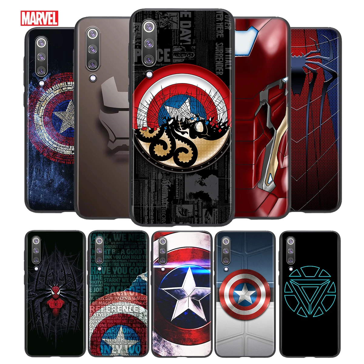 

Marvel Superhero Logo For Xiaomi Mi 8 9 10 11 10i 11i 10 10 11Pro A3 9T 10T Lite Pro Se Ultra 5G Black Silicone Phone Case