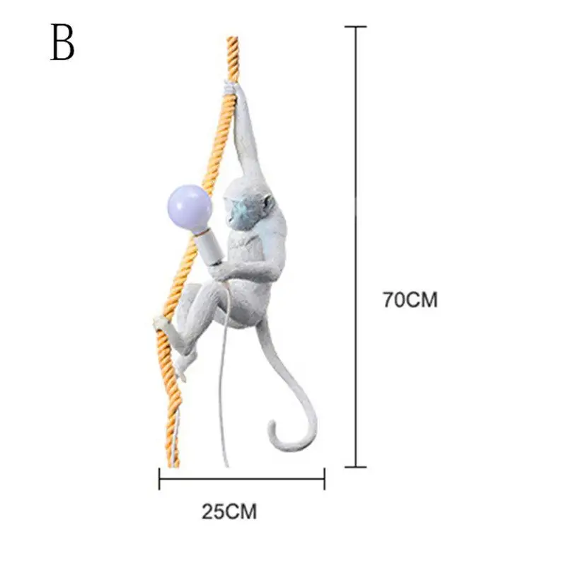 

Nordic LED Monkey Pendant Lamp Lighting E27 Hemp Rope Loft Pendant Lamp Modern Art Resin Product Hanging Lamp Decoration Light