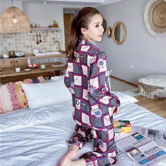 Атласная Шелковая пижама JRMISSLI для женщин пижамный комплект на пуговицах Пижама