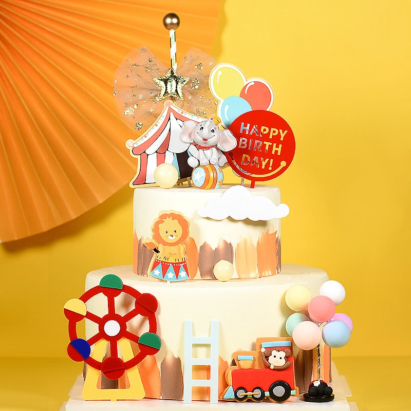 Cakelove Клоун и цирк торт Топпер розовый синий шар с днем рождения украшение для