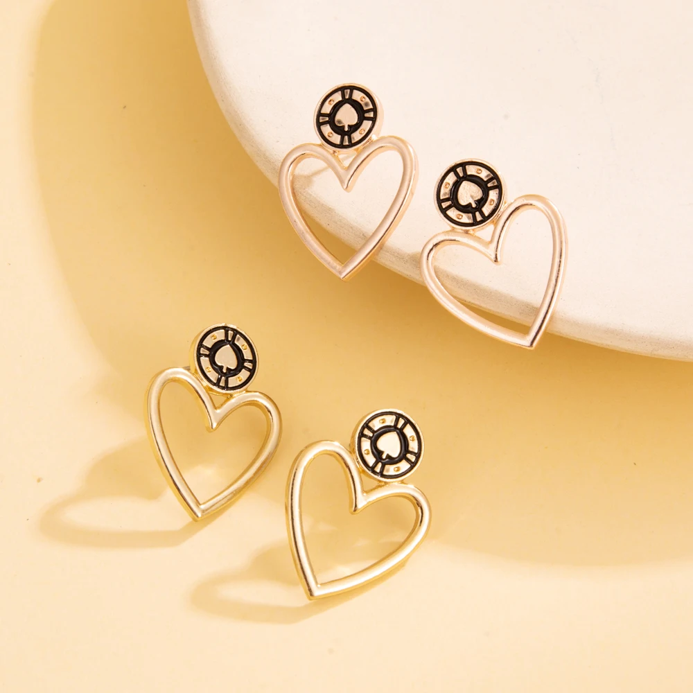 

Lost Lady New Creativity Heart With Drill Ladies Earrings Same Paragraph Women's Birthday Present Jewelry Wholesale Direct Sales