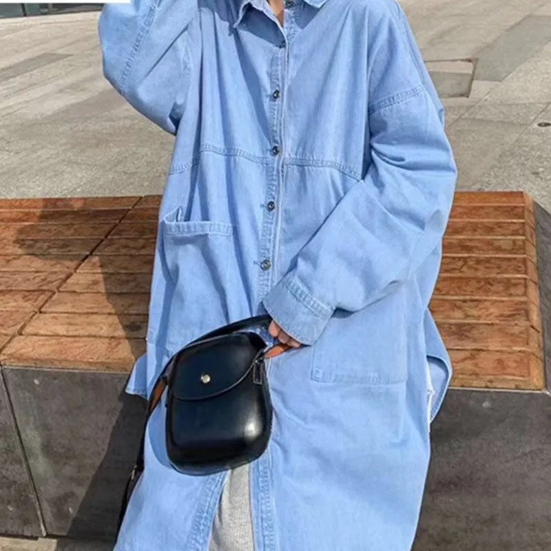 Куртка женская джинсовая средней длины свободная повседневная ленивая ветровка