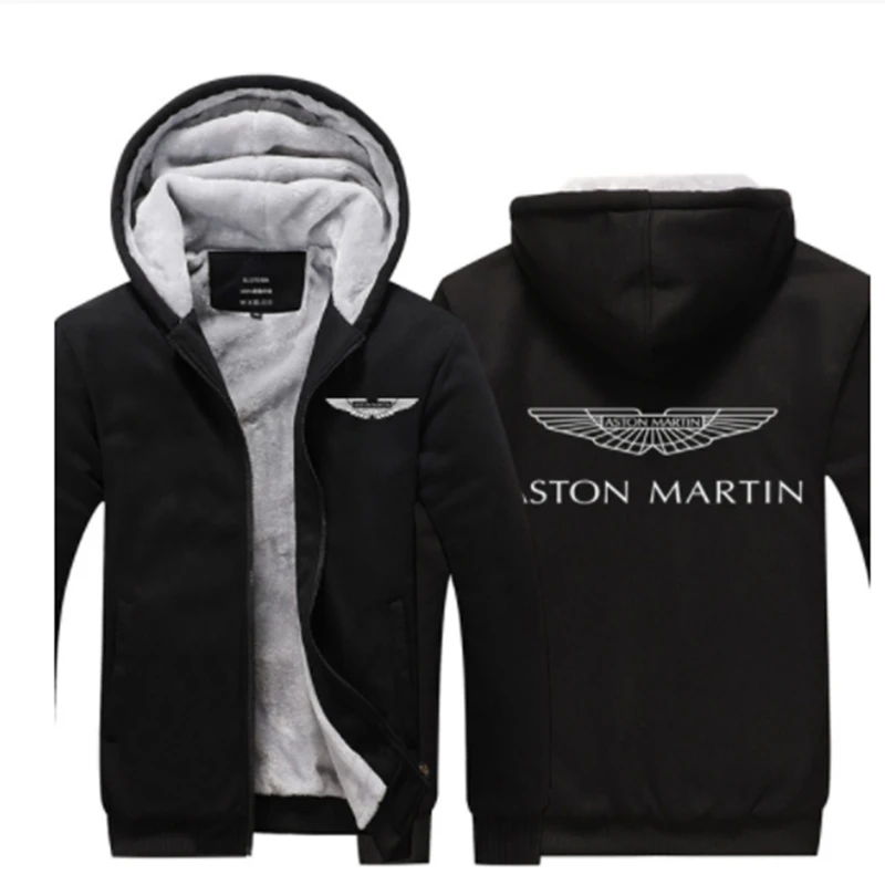 Новинка 2021 зимняя толстовка на молнии в виде автомобиля Aston Martin мужское теплое