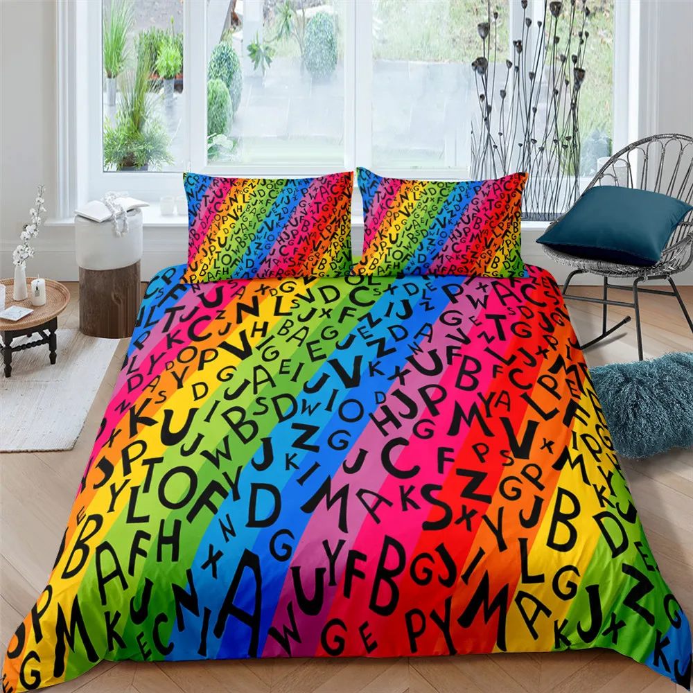 

3D Digital Rainbow Duvet Cover Printed Bedding Set Comforter Cover Kids Adult Bedding Set Queen Double Size