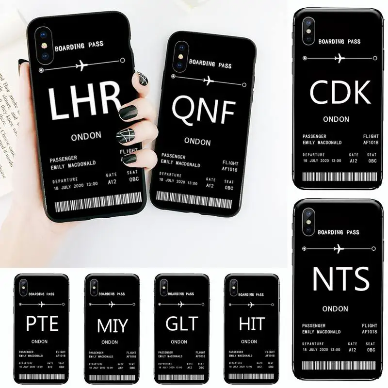 

Personalised Plane Ticket Coque Phone Case for iPhone 11 12 13 mini pro XS MAX 8 7 6 6S Plus X 5S SE 2020 XR