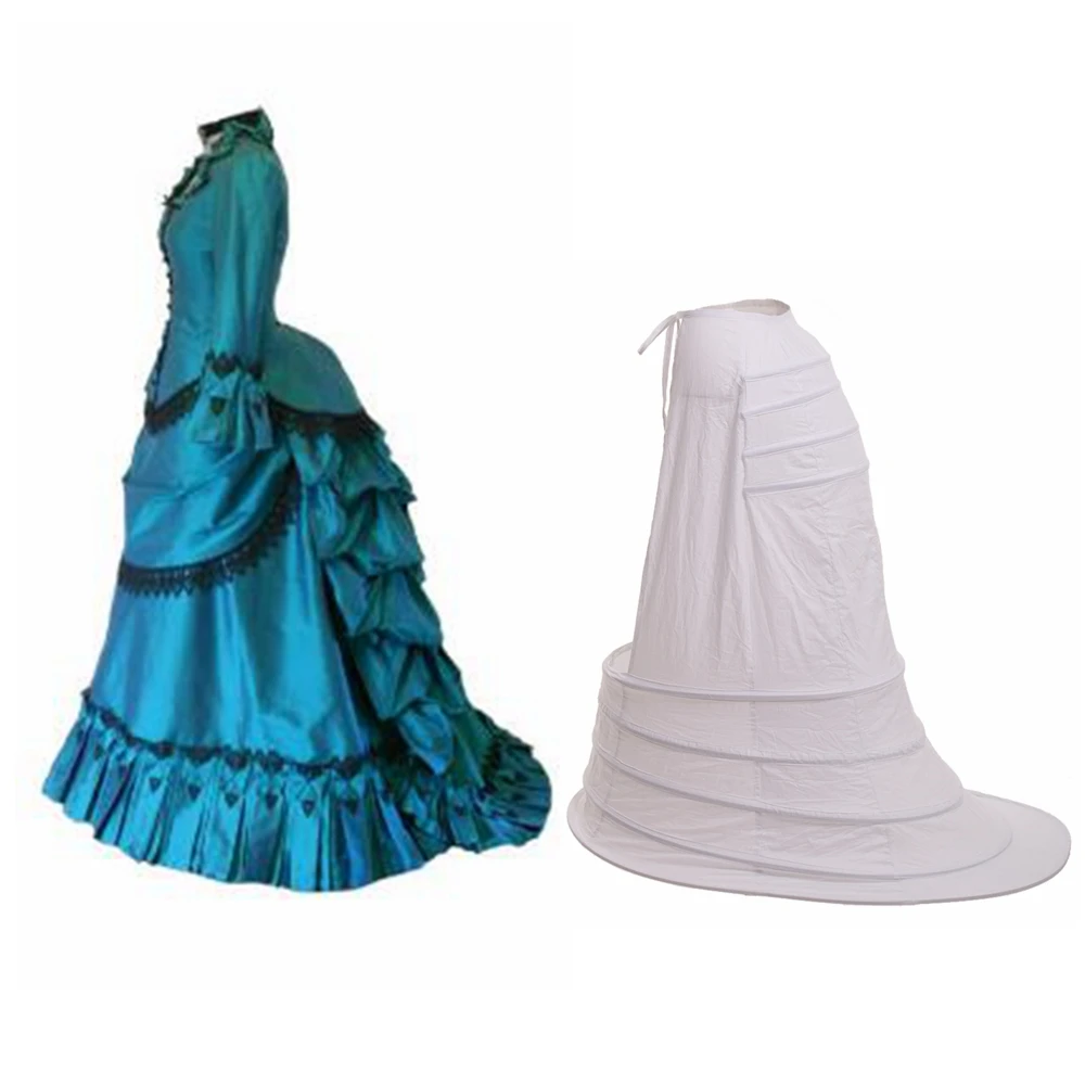 Victorian Dress Hoop Cage Skirt Bustle Petticoat Underskirt Vintage Ball Gown Fluffy Slip Crinoline