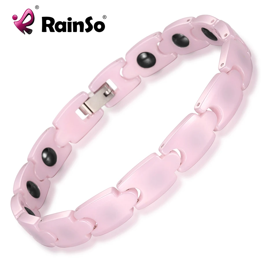RainSo Розовый Шарм Браслеты для девочек гематита Магнитная Керамика браслет для Для женщин Лидер продаж Модные женские голограмма ювелирных изделий