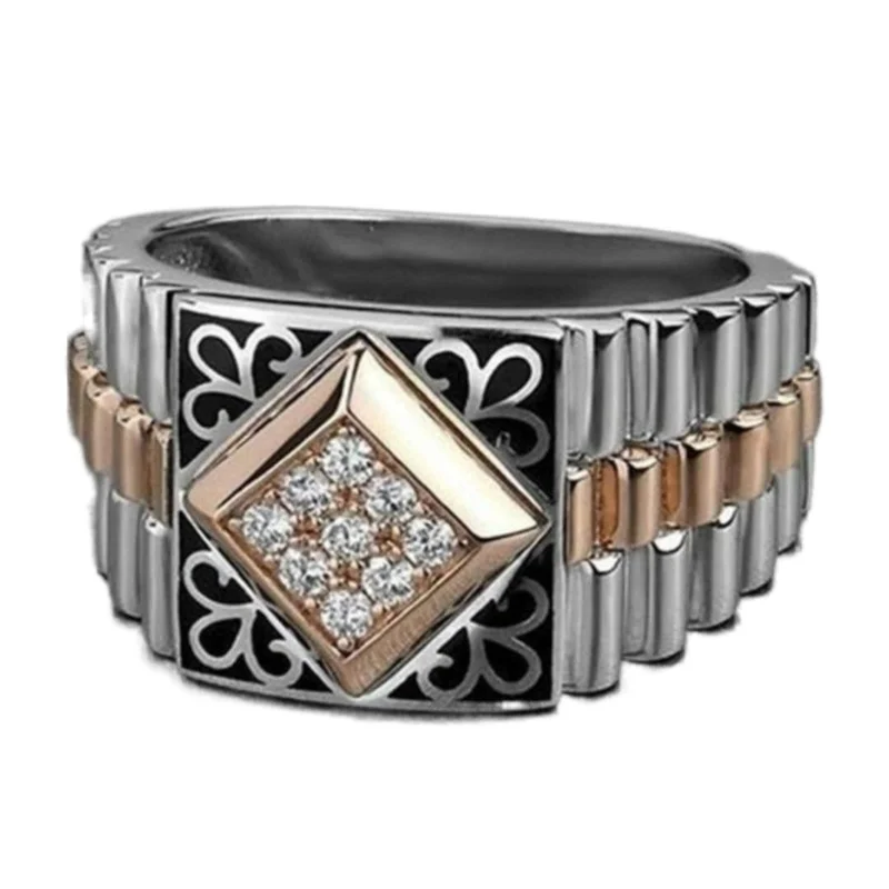 

Ofertas Trendy Fashion Two-tone Rose Gold Floral Pattern Square Ring Women Engagement Party Wedding Jewelry Hand Accessories