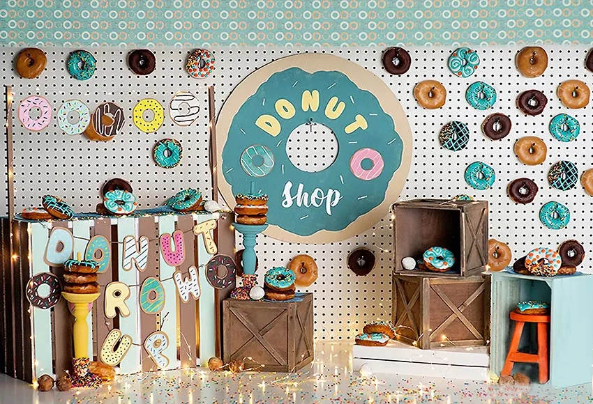 Фон Mehofond пончики конфеты торт воздушные шары цветок детский душ День Рождения