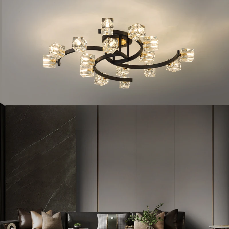

Nordic Ceiling Lights Black and Gold Crystal Ceiling Lamp For Bedroom Living Room Kitchen Led Lights Modern Indoor Lighting