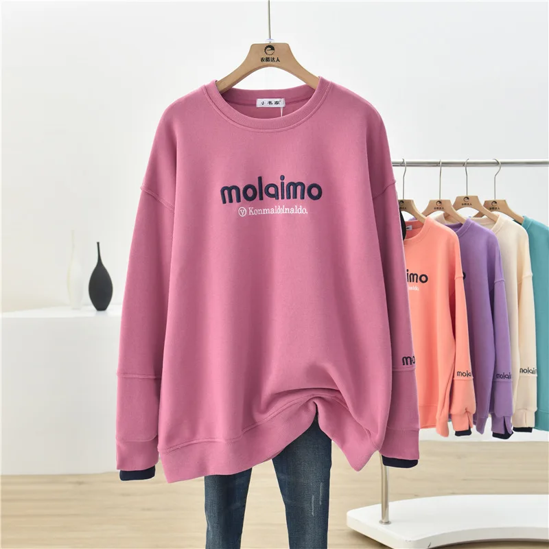 Women Sweetshirts Long Sleeve O Neck Casual Blouses Korean Fashion Vintage Autumn Clothes Solid Color Hoodie Harajuku Pullover