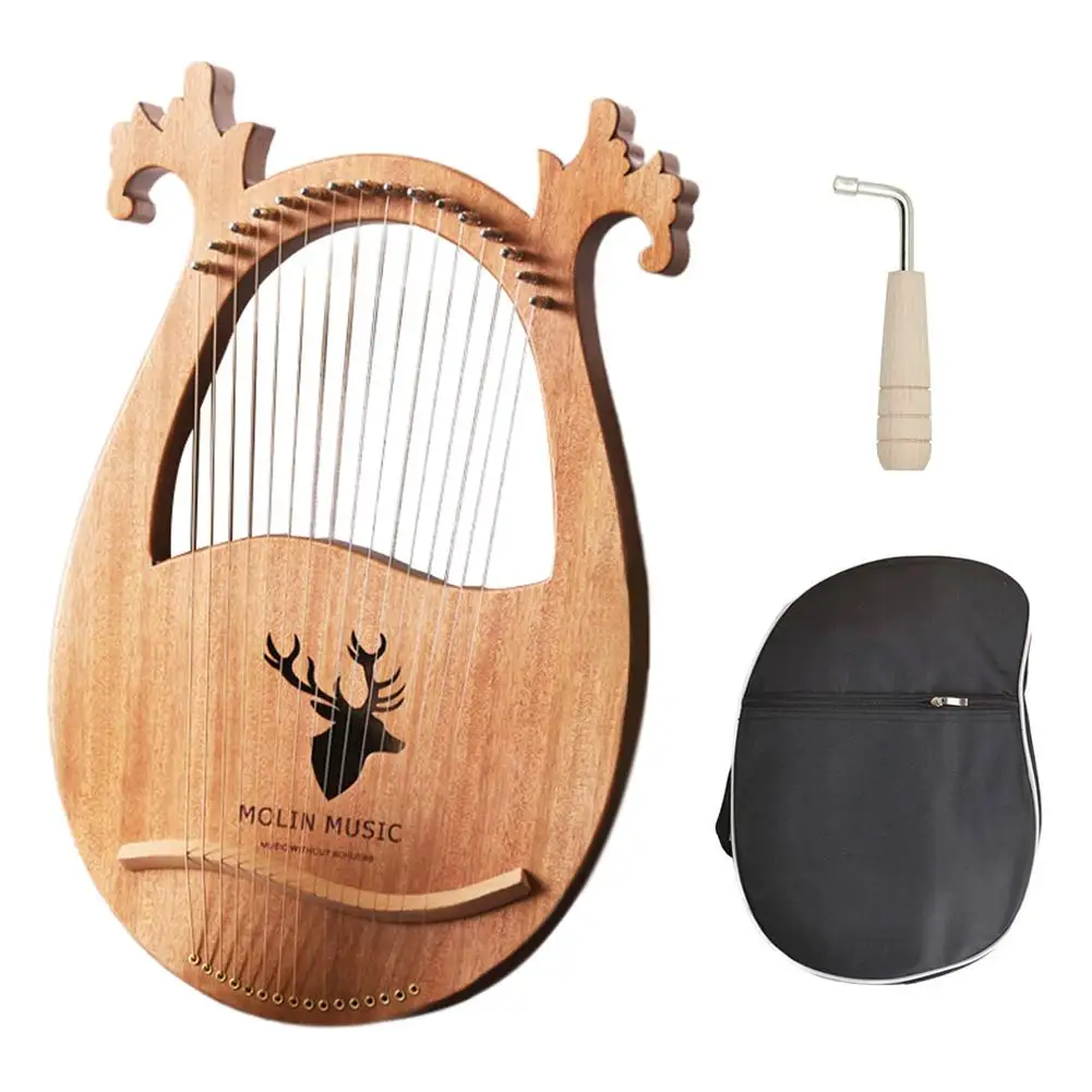 16-note Lyre Harp Set Hard Mahogany Hard Portable With Tuning Wrench Black Storage Bag Harp Set Perfect Gift For Friends