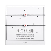 best friend minimalist red heart charms bracelet with card girl black rope bangle for women men friendship jewelry birthday gift