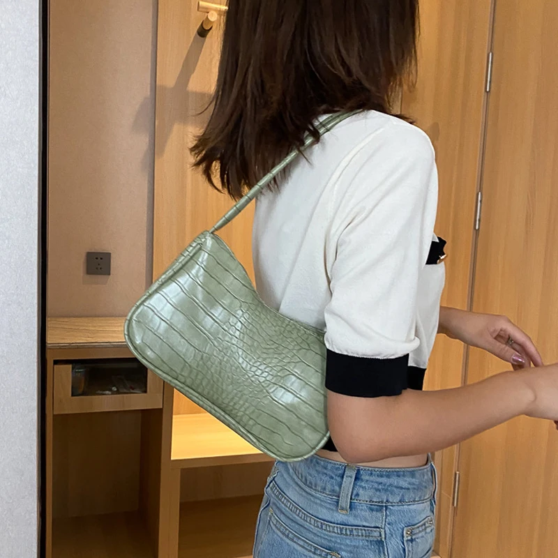 

Babylili Vintage Baguette Bag Women Crocodile Pattern Shoulder Bags Female Fashion Trendy Handbags Lady Totes Luxury Travel New