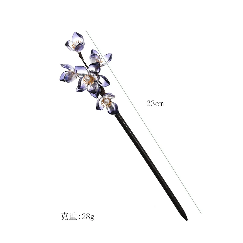 

Miraculous Handmade Crystal Hair Pin Sandalwood Flower Shape Hairpin Vintage Wood Hair Sticks Headdress Hair Jewelry for Women