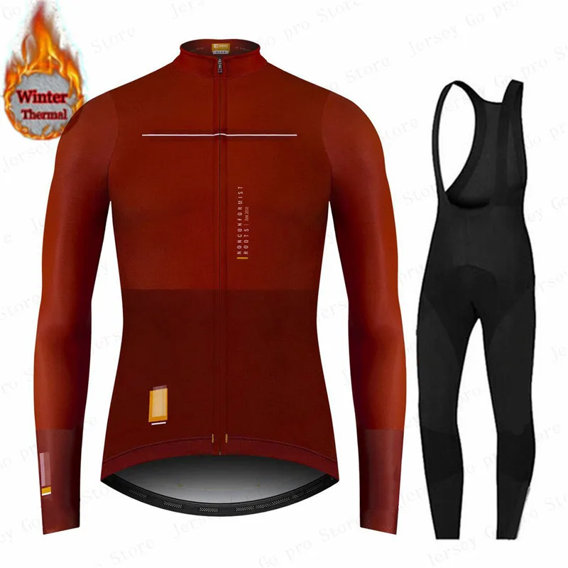 

Winter Thermal Fleece Cycling Clothes 2021 Mens Jersey Suit Outdoor Riding Bike MTB Clothing Warm Bib Pants Set