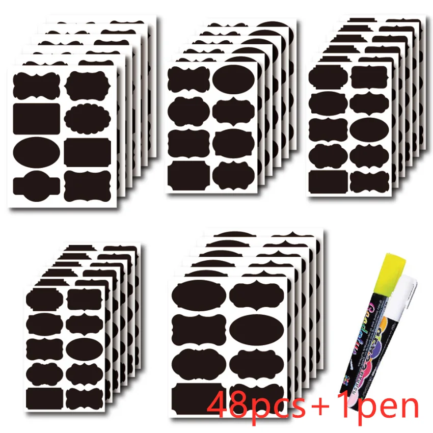 

New 42/48pcs Jar Stickers Kitchen Label Stickers Blackboard Spice Labels Sticker Storage Organizer Bottles Label Chalkboard Tag