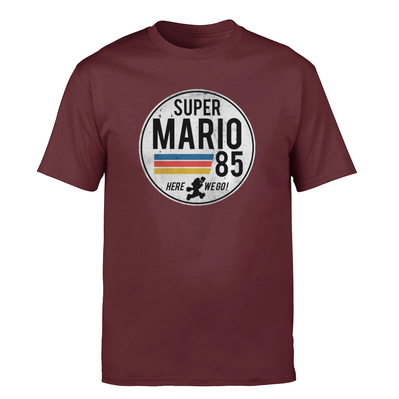 Футболка мужская с надписью Super Mario 85 черно белая хлопковая короткими рукавами в